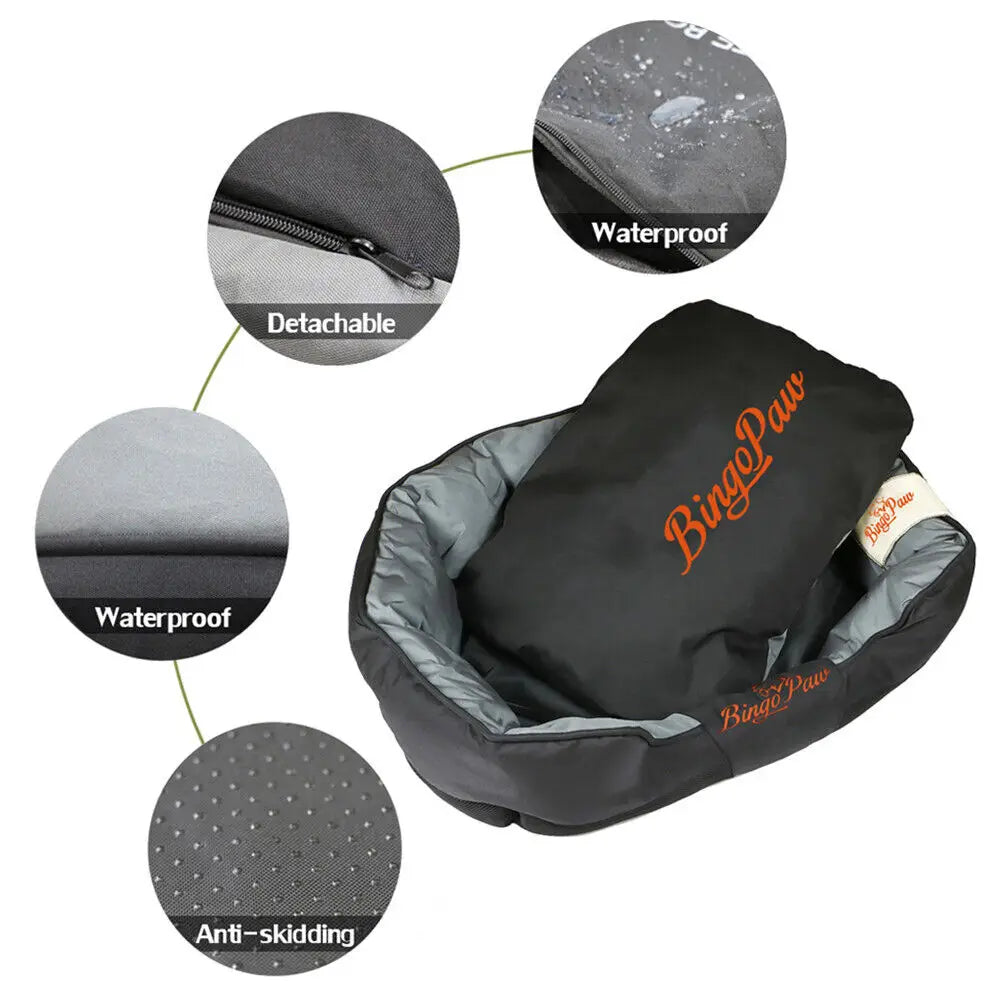 Waterproof Oxford Dog Bed with Removable Cushion | L & XL
