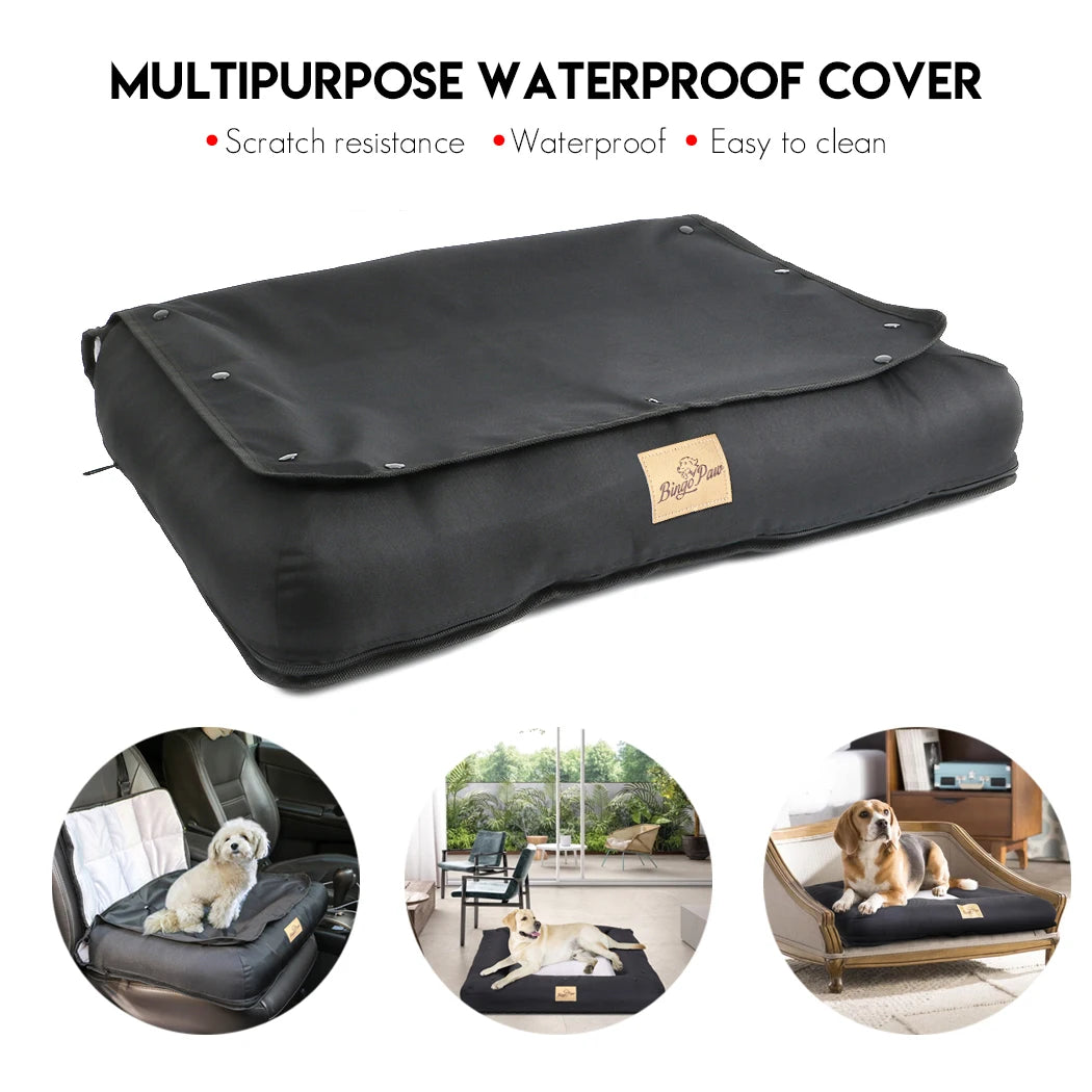 Waterproof Dog Car Seat Bed with Removable Cover & Safety Belt