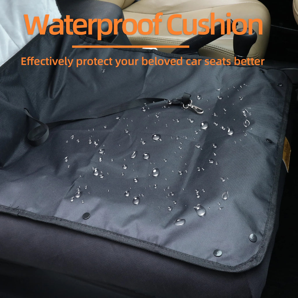 Waterproof Dog Car Seat Bed with Removable Cover & Safety Belt