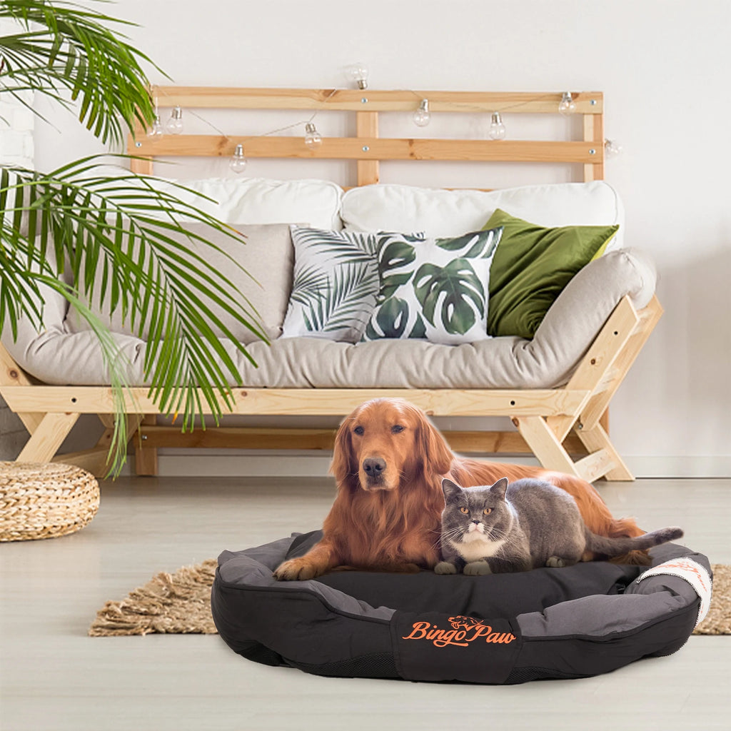 Waterproof Oxford Dog Bed with Removable Cushion | L & XL