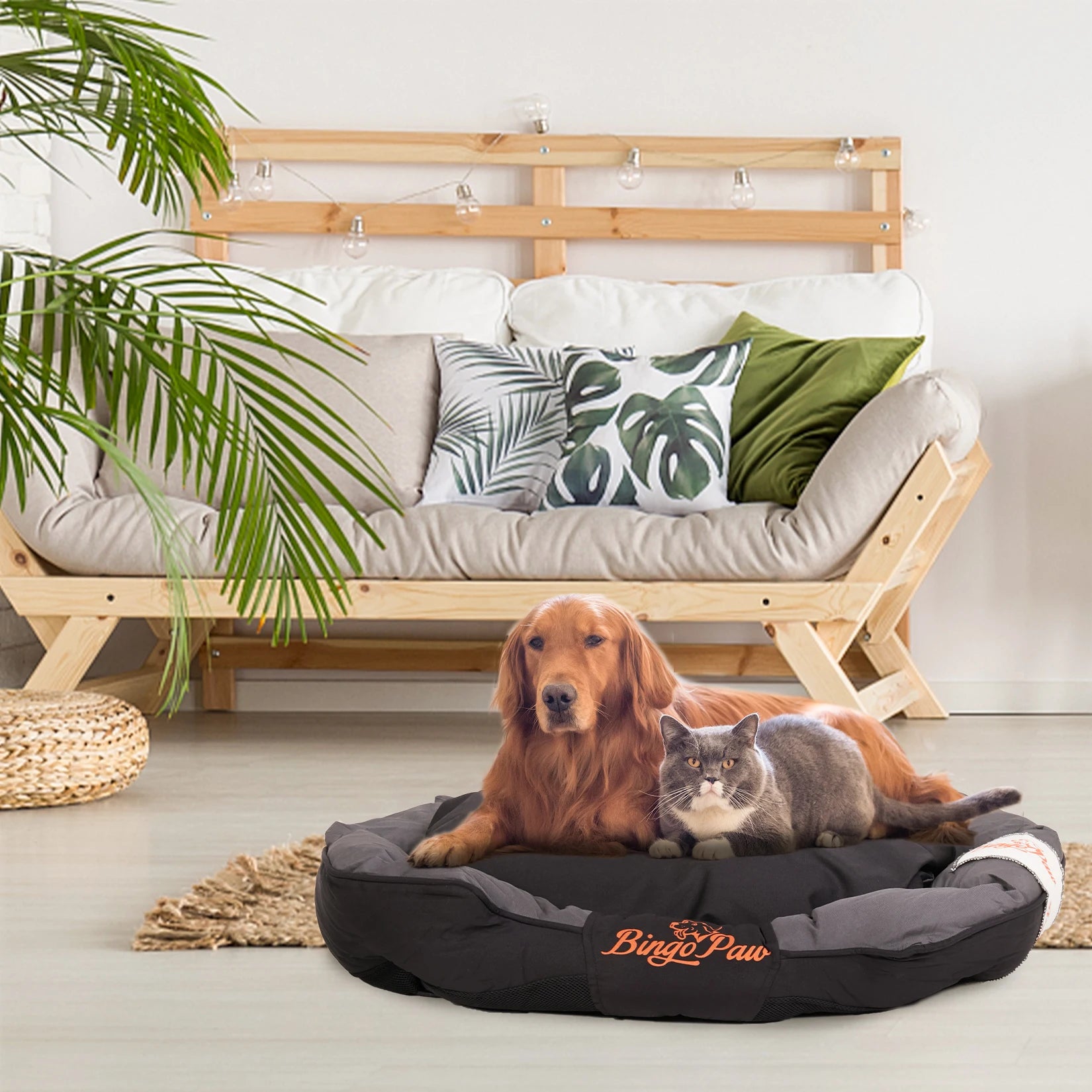 Waterproof Oxford Dog Bed with Removable Cushion | L & XL