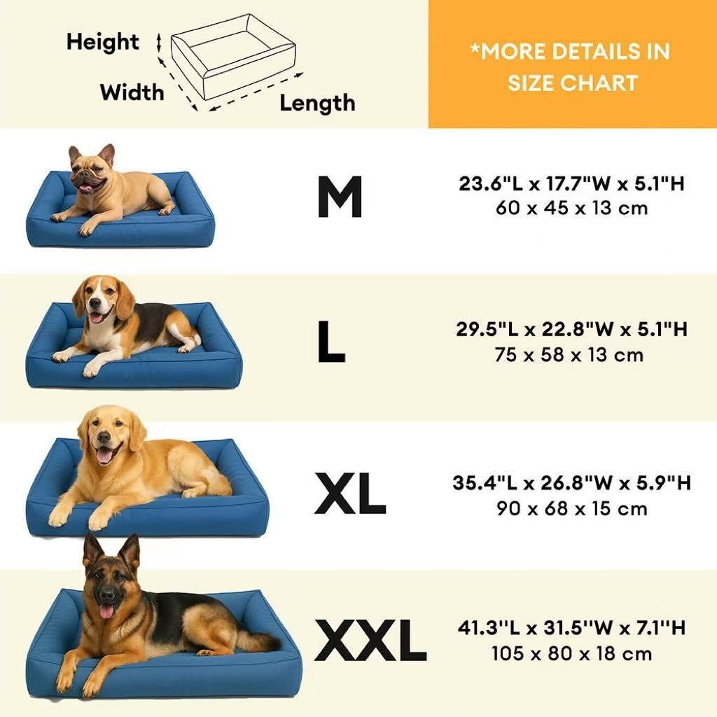 Waterproof Oxford Cloth Dog Bed — Tear-Resistant Full Surround Bolster