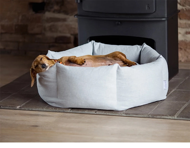 Round Organic Cotton Dog Bed | Deep Bolster & Washable