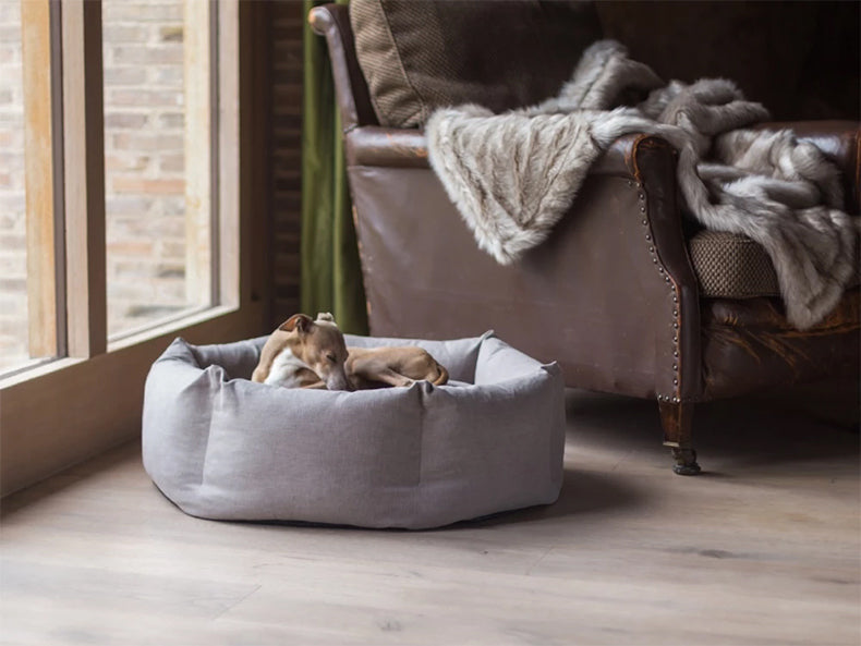 Round Organic Cotton Dog Bed | Deep Bolster & Washable