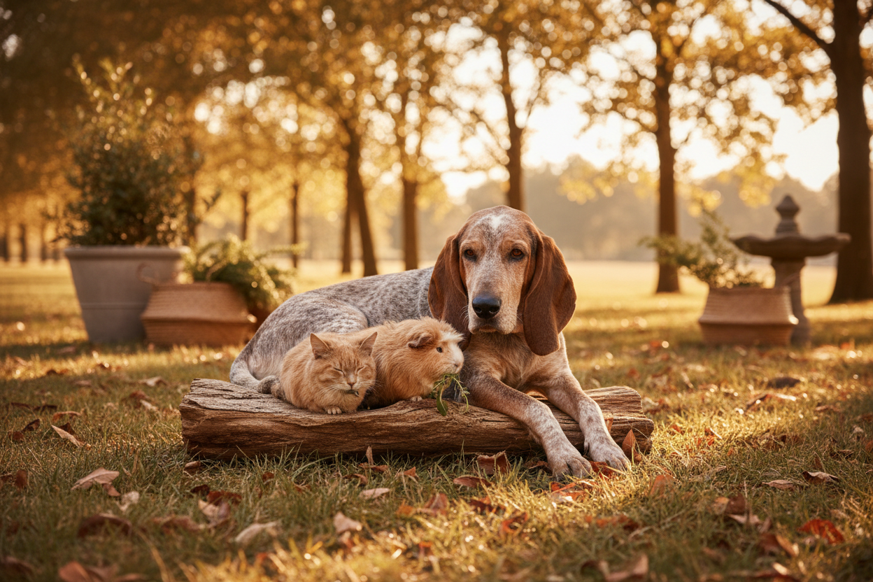 i-want-an-image-i-can-use-across-our-website-for-all-pets-i-want-it-to-be-a-warm-colour-scheme-we-sell-luxury-pet-products-make-it-nature-inspired-and-use-a-blue-tick-coon-hound-for-t - Pet Centric